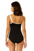 Women's Mesh Around Mesh Asymmetric Shirred One-Shoulder One Piece Swimsuit