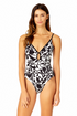 Women's Optical Illusion Piped Keyhole One Piece Swimsuit