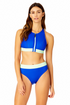 Women's Colorblock Zip Longline Bra Swim Top