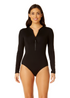 Women's Live In Color Long Sleeve Front Zip Rash Guard Swimsuit